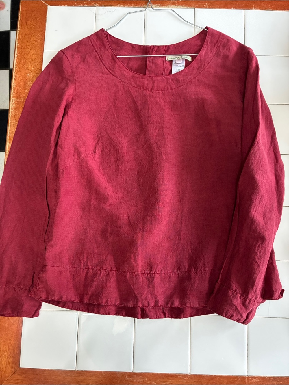 PRAIRIE UNDERGROUND Solid Burgundy Long Sleeve Blouse Size M